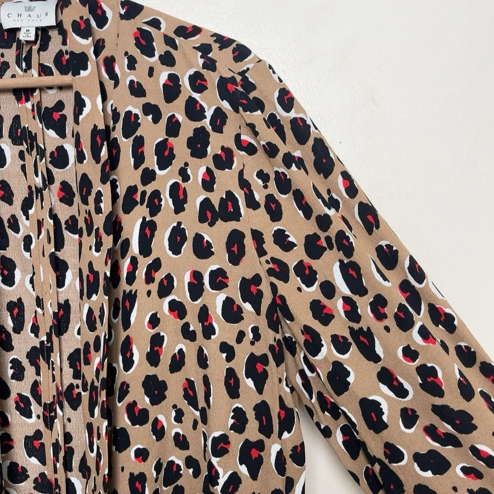 Chaus New York Womens Medium Leopard Open Blazer Jacket - Picture 6 of 12